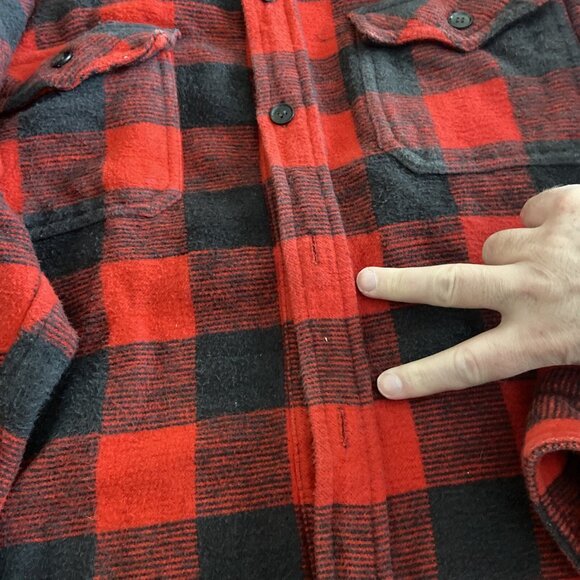 Vintage Open Road Men M Heavy Flannel Buffalo Plaid Button Shirt Shacket - Picture 4 of 6